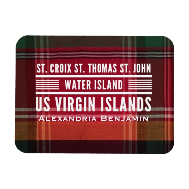 Virgin Islands USVI Caribbean Madras Personalise Magnet (Horizontal)