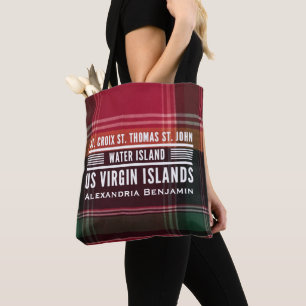 Virgin Islands USVI Caribbean Madras Personalise Tote Bag