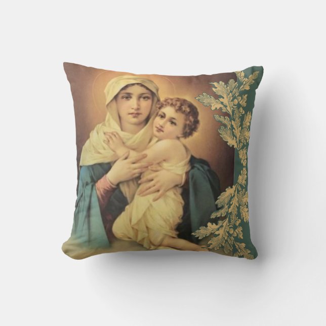 Virgin Madonna Mary with Baby Jesus Cushion (Front)