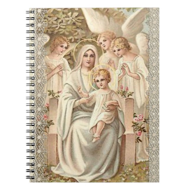 Virgin Madonna Mary with Child Jesus & Angels Notebook (Front)