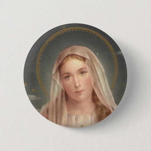 VIRGIN MARY 6 CM ROUND BADGE (Front)