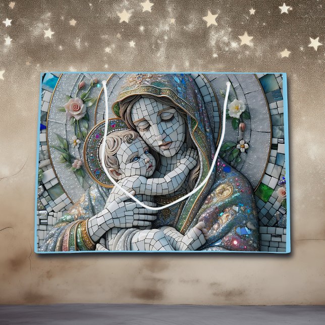 Virgin Mary and Baby Jesus | Mosaic Statue Large Gift Bag (Creator Uploaded)