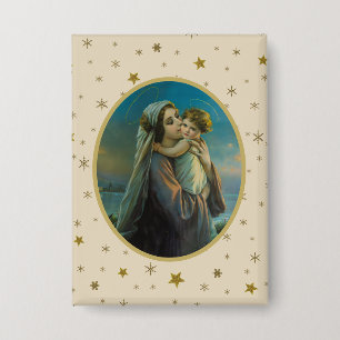 Virgin Mary and Baby Jesus on Starry Background