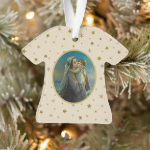 Virgin Mary and Baby Jesus on Starry Background Ornament