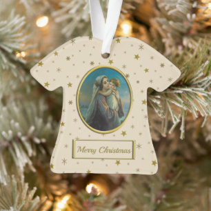 Virgin Mary and Baby Jesus on Starry Christmas Ornament