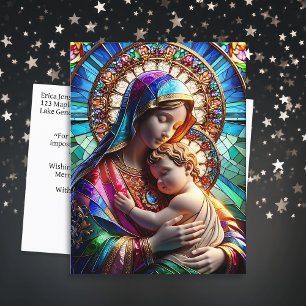 Virgin Mary and Baby Jesus Religious Christmas Postcard