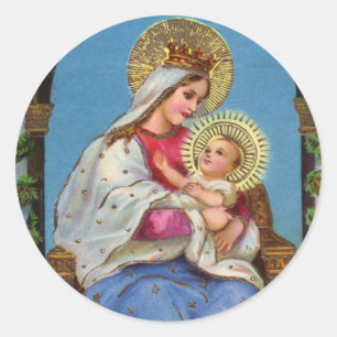 Virgin Mary and Baby Jesus Religious Stickers