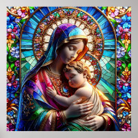 Virgin Mary and Baby Jesus Stained Glass