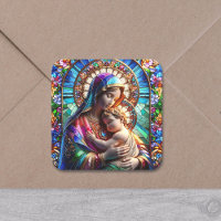 Virgin Mary and Baby Jesus Stained Glass