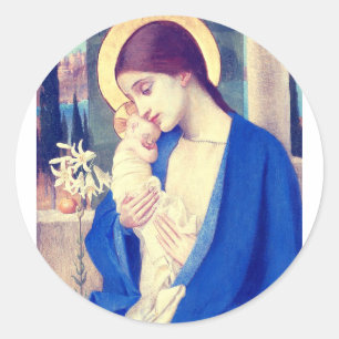 Virgin Mary and Child by Marianne Stokes Classic Round Sticker