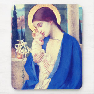 Virgin Mary and Child by Marianne Stokes Mouse Pad