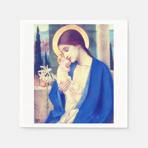 Virgin Mary and Child by Marianne Stokes Napkin