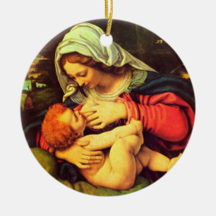 Virgin Mary and Child Ceramic Ornament