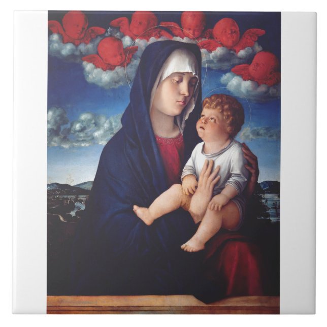 Virgin Mary and Child Classic Religious Art Ceramic Tile (Front)