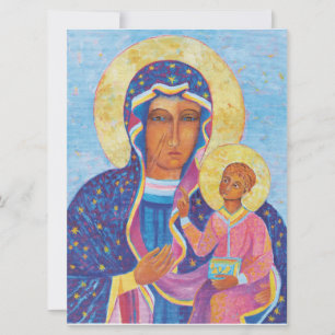 Virgin Mary and Child Jesus Black Madonna Mary Card