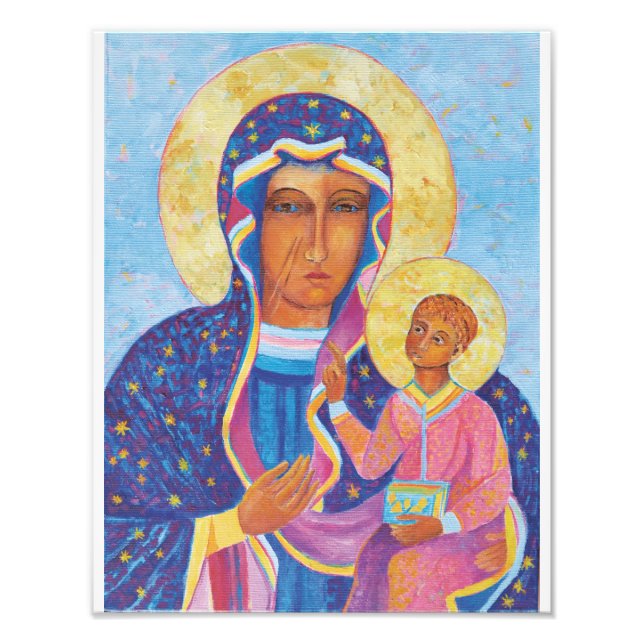 Virgin Mary and Child Jesus Black Madonna Mary Photo Print (Front)
