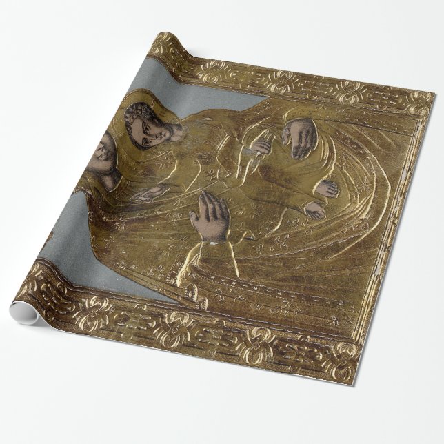 Virgin Mary and Infant Jesus Christ Golden Elegant Wrapping Paper (Unrolled)