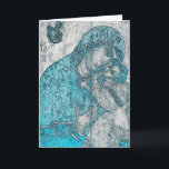 Virgin Mary and Infant Jesus Christ Vintage Blue Holiday Card<br><div class="desc">Virgin Mary,  Mother of God and Infant Jesus Christ Christianity Old Vintage Blue Grey Turquoise Portrait</div>