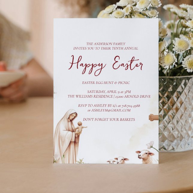 Virgin Mary and Isus annual happy Easter   Invitation (Creator Uploaded)
