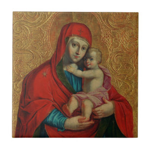 Virgin Mary and Jesus Child by Jan Rombauer Ceramic Tile