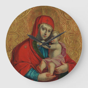 Virgin Mary and Jesus Child by Jan Rombauer Large Clock