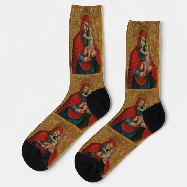 Virgin Mary and Jesus Child by Jan Rombauer Socks (Left)