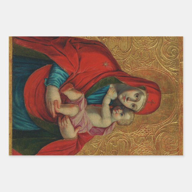 Virgin Mary and Jesus Child by Jan Rombauer Wrapping Paper Sheet (Front)