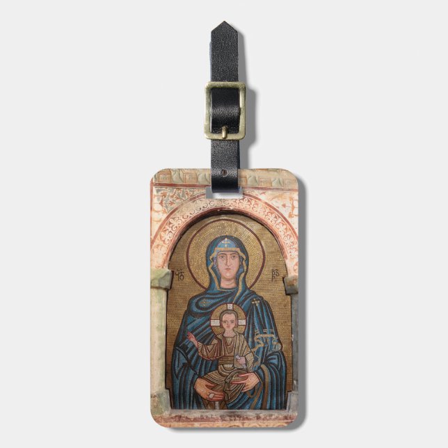 Virgin Mary And Jesus Mosaic Luggage Tag (Front Vertical)