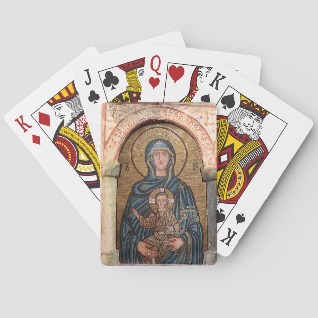 Virgin Mary And Jesus Mosaic Playing Cards (Back)