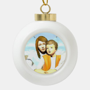 Virgin Mary and the Child Jesus Ceramic Ball Christmas Ornament