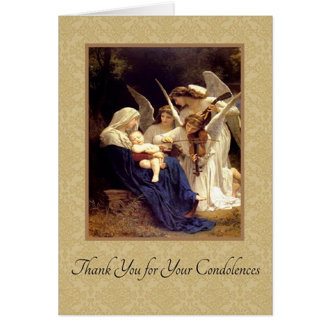 Virgin Mary Angels Catholic Condolence Thank You (Front)