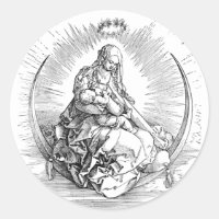 Virgin Mary baby Jesus crescent Moon Art Poster
