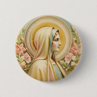 Virgin Mary Badge Button