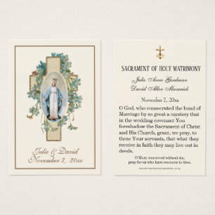 Virgin Mary Blue Floral Wedding Favour Card 