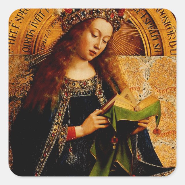 Virgin Mary by Jan van Eyck Square Sticker (Front)