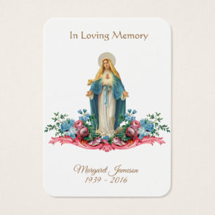 Virgin Mary Catholic Funeral Memorial Holy Card -