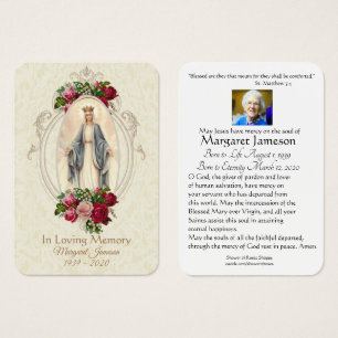 Virgin Mary Catholic Funeral Memorial Holy Card -