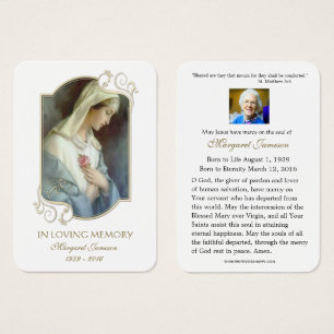 Virgin Mary Catholic Funeral Memorial Holy Card -