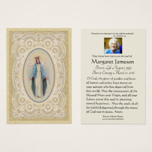 Virgin Mary Catholic Funeral Memorial Holy Card -