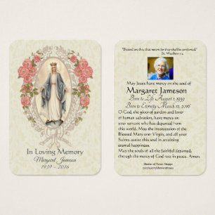 Virgin Mary Catholic Funeral Memorial Holy Card -