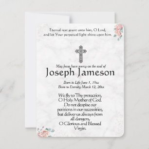 Virgin Mary Catholic Funeral Memorial Holy Card