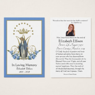 Virgin Mary Catholic Funeral Memorial Holy Card -