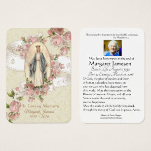 Virgin Mary Catholic Funeral Memorial Holy Card -