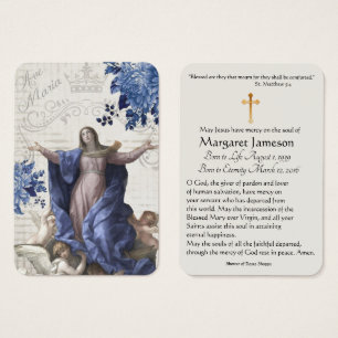 Virgin Mary Catholic Funeral Memorial Holy Card -