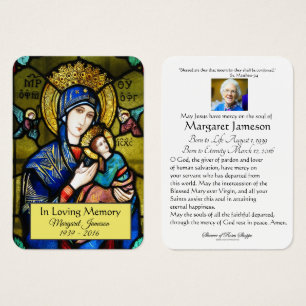 Virgin Mary Catholic Funeral Memorial Holy Card -