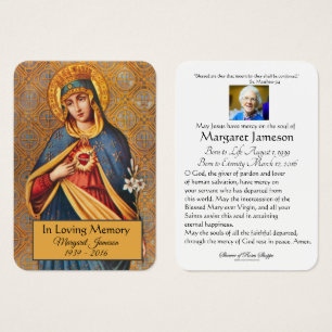 Virgin Mary Catholic Funeral Memorial Holy Card -