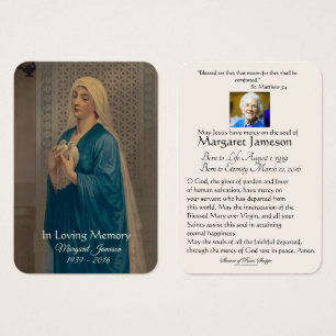 Virgin Mary Catholic Funeral Memorial Holy Card -