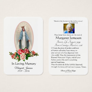 Virgin Mary Catholic Funeral Memorial Holy Card -