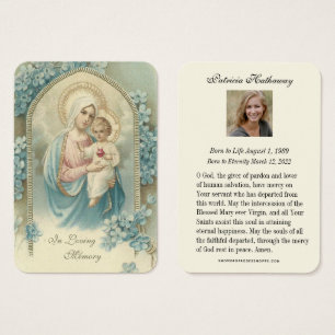 Virgin Mary Catholic Funeral Memorial Holy Card -