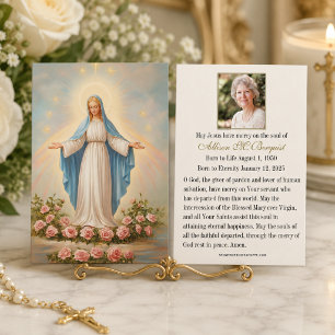 Virgin Mary Catholic Funeral Memorial Holy Card -